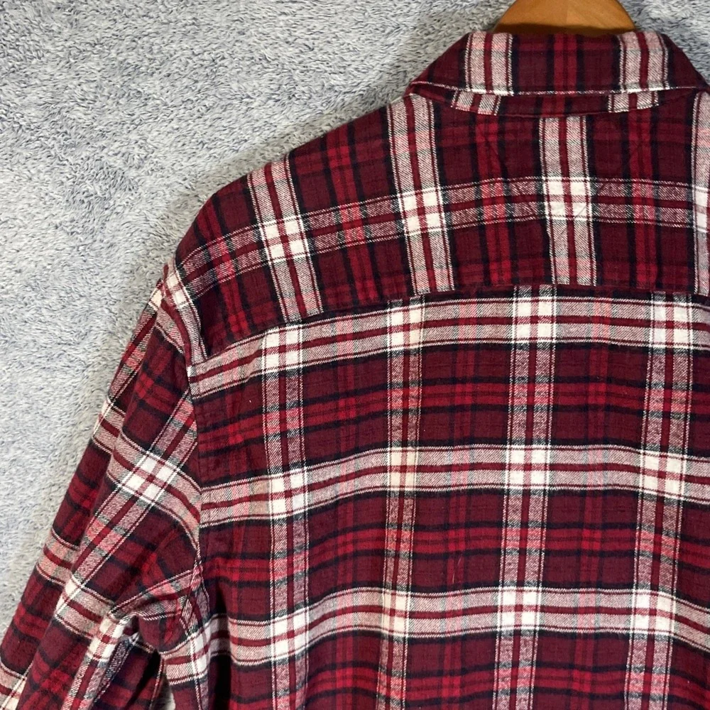 Tommy Hilfiger Men's XL Regular Fit Long Sleeve Flannel Shirt Red White Plaid‎